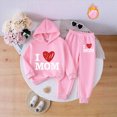 thumbnail image 2 of NOLDARES Kids Boys And Girls Clothes Letter Print Hoodie Sweatshirts and Pant 2Pcs Fall Outfits Set(Y152-Red), 2 of 5
