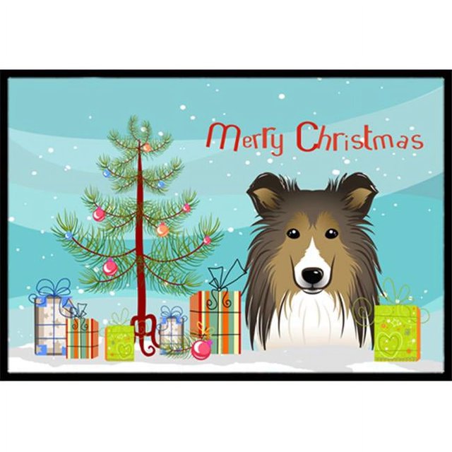Carolines Treasures BB1614MAT Christmas Tree & Sheltie Tapis Intérieur Ou Extérieur, 18 x 27