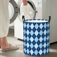 thumbnail image 5 of Honeii Blue Squares Print Laundry Hamper Basket,Baby Nursery Woven Storage Basket for Toys Bin,Pillows,Blankets,Clothes-Medium, 5 of 6