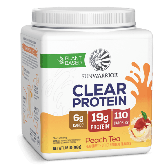 Sunwarrior Clear Plant Protein Peach Tea 491g Tub (15 SRV)