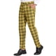 thumbnail image 5 of Pantalones de hombre Inspire Chic, de cuadros, con frente plano, cintura elástica y botón, 34 Amarillo, 5 of 7