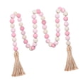 thumbnail image 3 of Cuentas de madera rústicas estilo campestre con borlas, estilo bohemio, de 40 pulgadas Rosa, 3 of 6