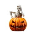 thumbnail image 2 of Halloween Pumpkin Skeleton Decor with LED Lamp,6x4in Halloween Animatronic Light up Spooky Skull Pumpkin Ornaments,Halloween Indoor Decorations for Tabletop Desk Home Office(A), 2 of 7