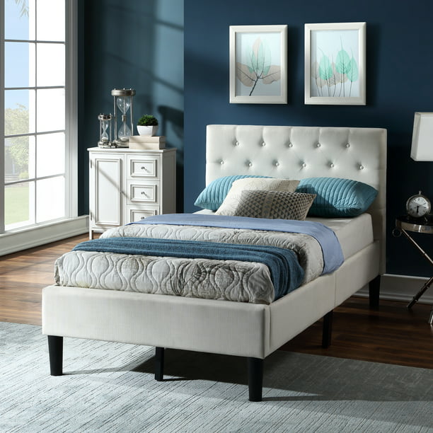 Upholstered Linen Platform Bed Frame, Adjustable Bed Frame Kita