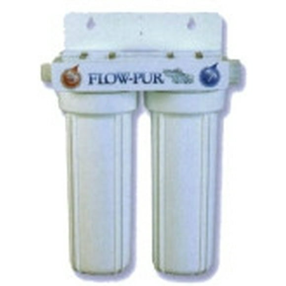 FlowPur Watts Filtre à Eau Douce POE12DSA1KDF s'Adapte à l'Extérieur du Tuyau d'Alimentation en Eau pour VR/bateau; Double Filtre; avec Cartouche de Filtre 5 Kdf/7 Cartouches de Filtre à Sédiments; Réduit la Plupart des Contaminants; Simple
