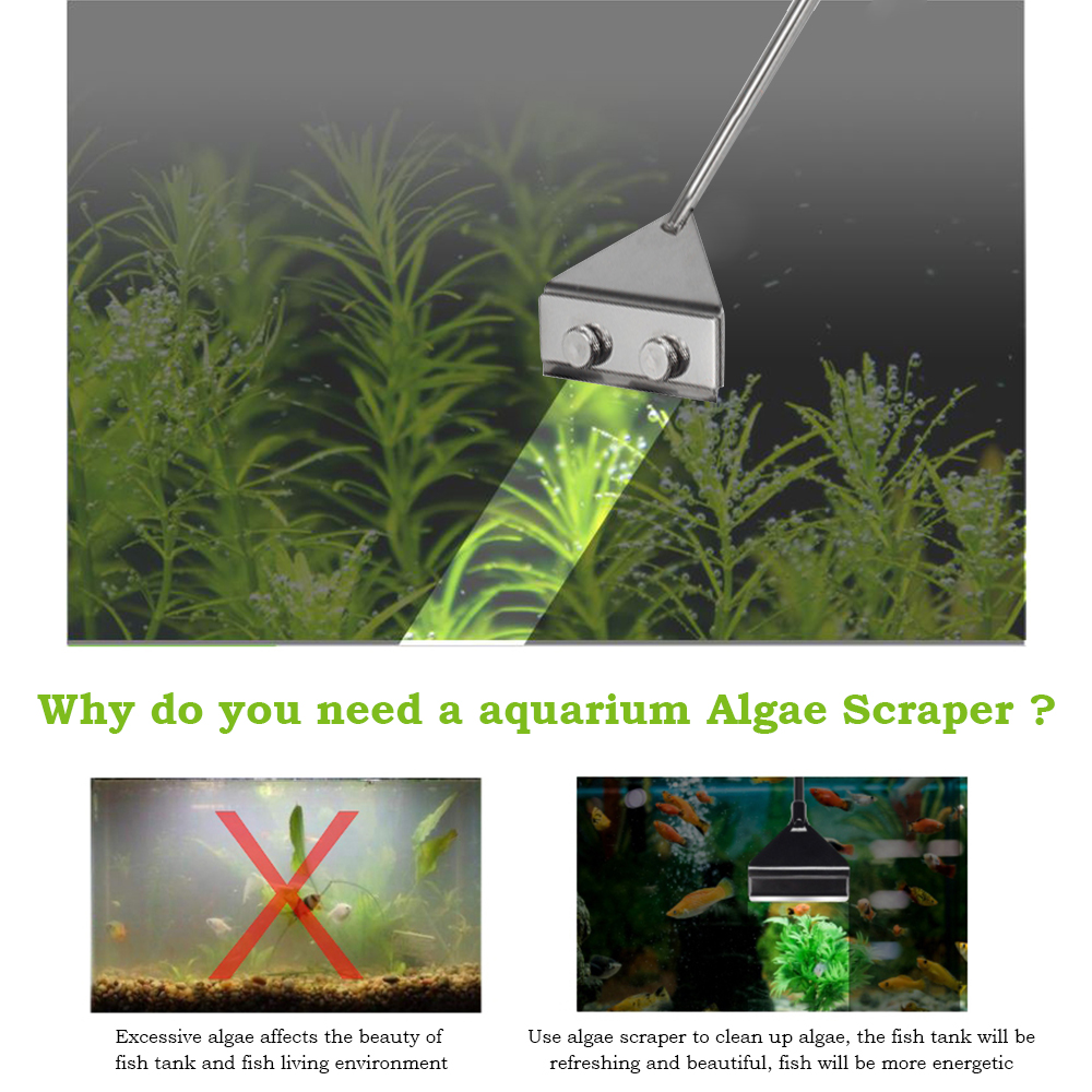 MABOTO Stainless Steel Aquarium Algae Scraper Fish Tank Cleaner Keep Hands Dry Sharp Scraper to Remove Algae 90CM - image 4 of 7