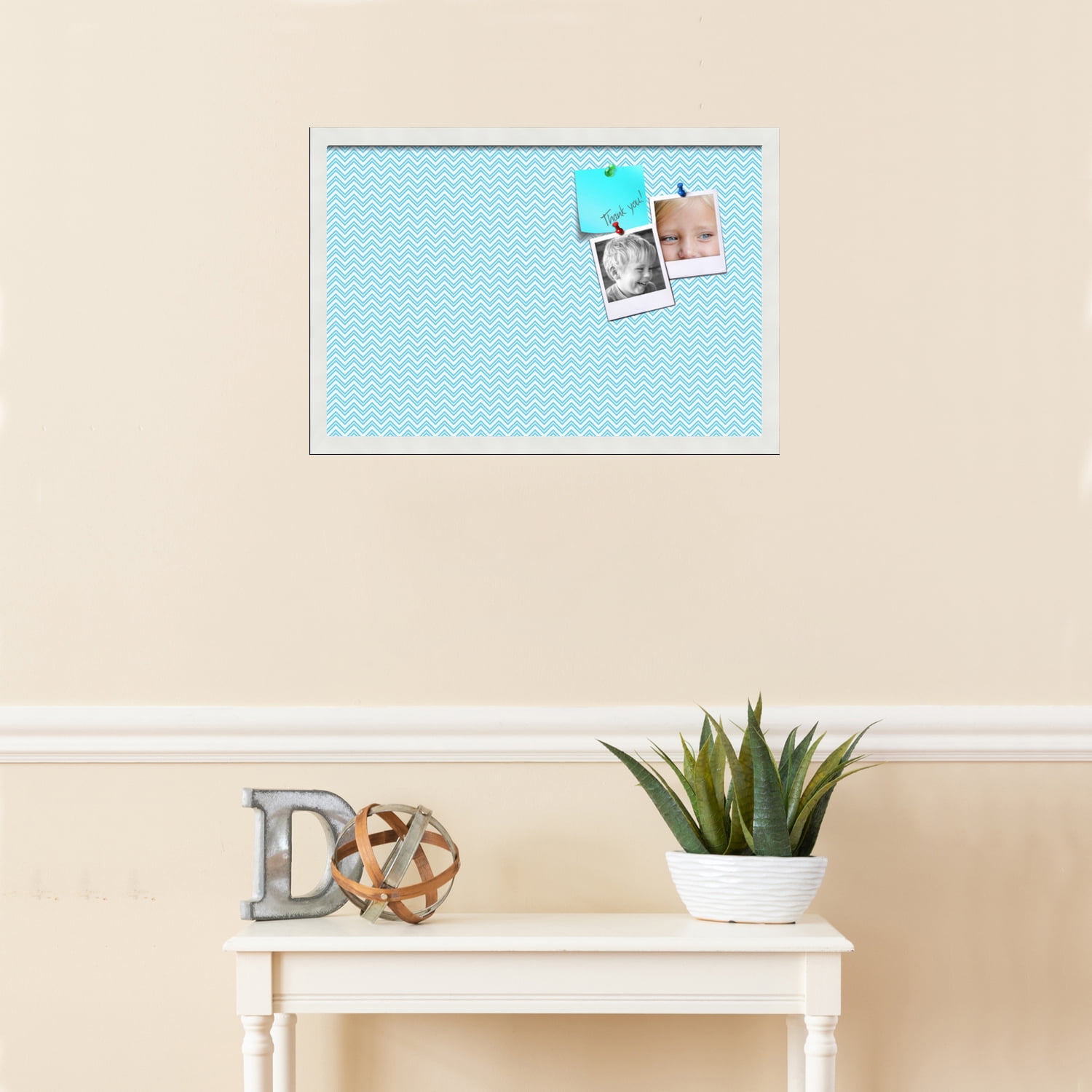 PinPix ArtToFrames 22x14 Custom Cork Bulletin Board    Poster Board Has a Fabric Style Canvas Finish, Framed in Satin White Frame (PinPix-247)