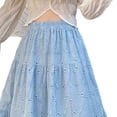 thumbnail image 4 of Boho Long Skirts for Women Hollow Out Embroidery High Waist Skirt Flowy Tiered Maxi Skirt Lightweight Vintage Fashion Skirts Business Casual Outfits Spring Summer 2026 Beach Vacation, 4 of 5