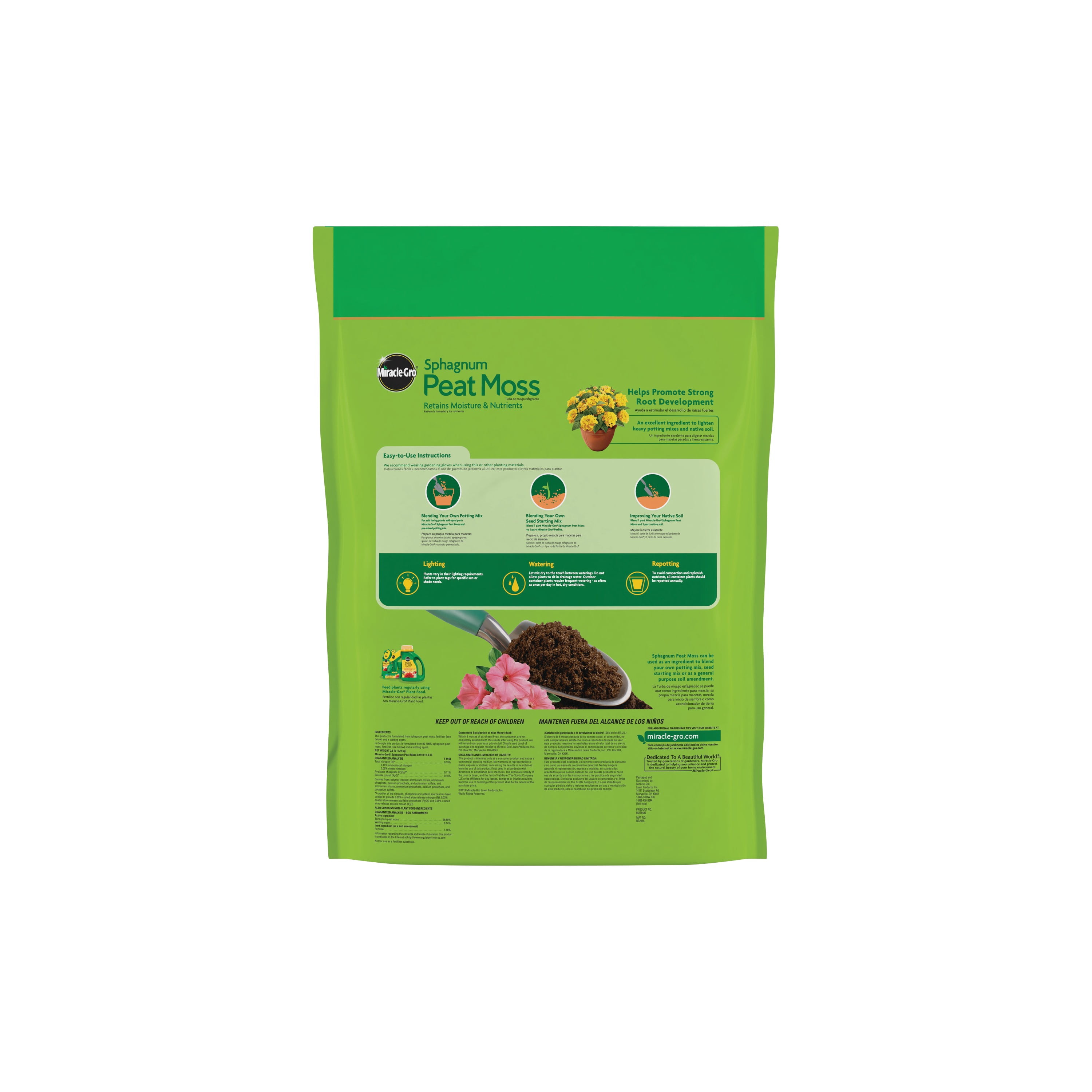 Miracle-Gro Sphagnum Peat Moss - Potting Soil for Mosses - 8-Quart