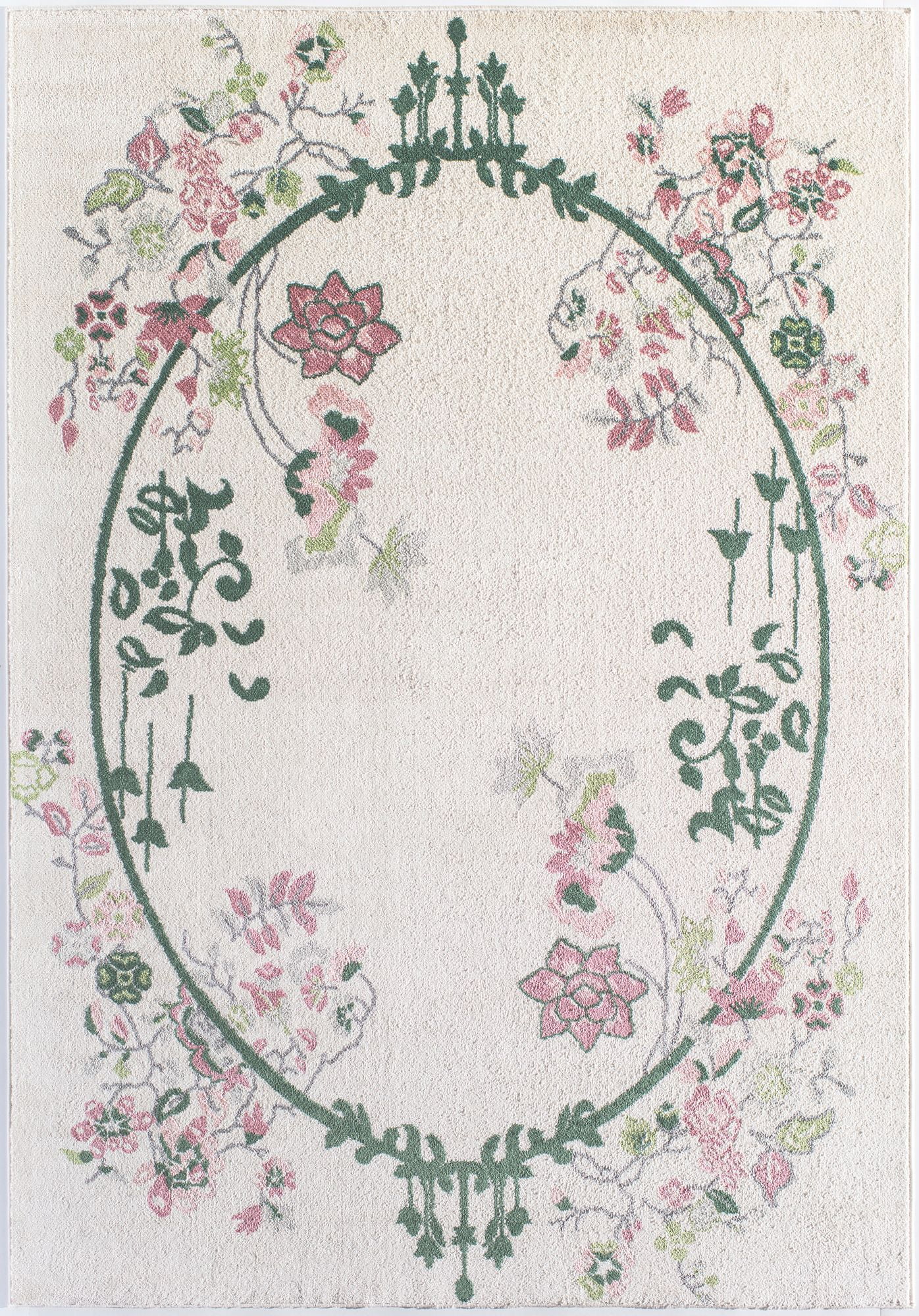 Rugs America Hanna VA20A Cream Magnolia Floral Transitional Beige Area Rug, 8'x10'