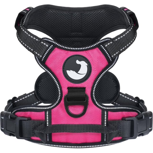 HAHDAXIA Anti-Pull Dog Harness for Small Dogs, Reflective Soft Padded Dog Harnesses, Adjustable, Breathable Chest Harness with Safe Easy Control Handle, Black, S