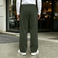 thumbnail image 5 of Ozmmyan Mens Casual Corduroy Sweatpants Elastic Waist Drawstring Straight Leg Trousers with Pockets Winter Warm Pants, 5 of 6