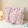 thumbnail image 3 of XYZCANDO Pink Santa Print Quilted Handle Tote Bag Large Capacity Festive Shoulder Purse for Christmas Daily Shopping Travel Work Lightweight Cute Carrying Handbag, 3 of 7