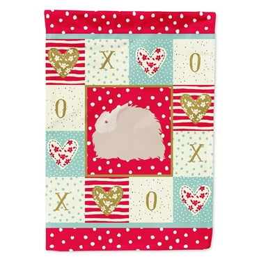 Fluffy Angora Rabbit Love Flag Canvas House Size