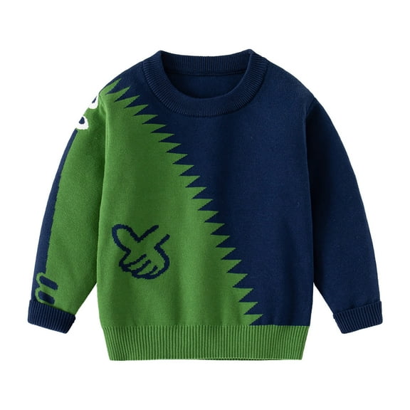 Staki Pullover Sweatshirt Boys Boys' Long Sleeve Sweater Pullover Cotton Multicolor Stripe Sweaters (Dark Blue,3-4 Years)
