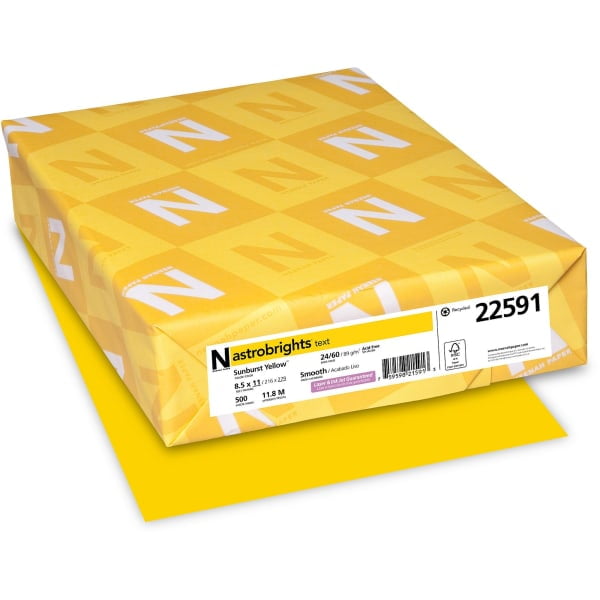 Astrobrights Colored Paper, 8-1/2 x 11 Inches, 24 lb, Sunburst Yellow, 500 Sheets