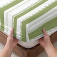 thumbnail image 3 of King Size Fitted Sheet Set - Sage Green Striped 3 Piece Bedding Sets 16" Deep Pocket Fitted Sheet with 2 Pillowcases, Farmhouse Vertical Stripes Geometric Brushed Microfiber Hotel Luxury Bed Sheets, 3 of 9