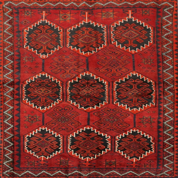 Ahgly Company Machine Washable Indoor Square Traditional Sepia Brown Area Rugs, 5' Square