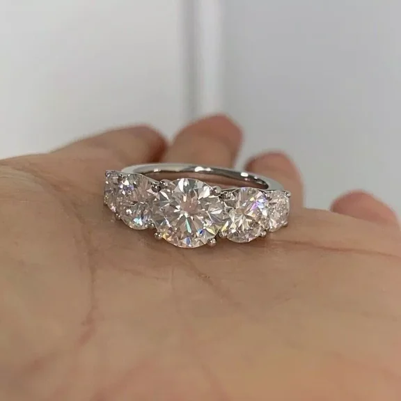 Forever Jewels 5Ct Round Moissanite Women's Five Stone Engagement Ring 14K White Gold Plated