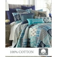 thumbnail image 4 of Levtex Home - Chandra Quilt Set - King Quilt + Two King Pillow Shams - Navy Blue Teal Cream - Quilt (106x92in.) and Pillow Shams (36x20in. ) - Reversible - Cotton Fabric, 4 of 5