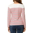 thumbnail image 3 of INSPIRE CHIC Women's Blouse Striped Color Block Long Sleeve Causal T-Shirt XS White Red, 3 of 7