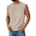 thumbnail image 4 of Zimjoy Acid Wash Sleeveless Shirts for Men Cotton Crew Neck Basic Workout Muscle Tank Tops Summer Relaxed Fit Plain Tshirts Beige M, 4 of 4