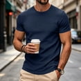 thumbnail image 2 of Uwinwear Men's Athletic Washed T-Shirts Basic Crew Neck Tees Tops Causal Distressed Cotton T Shirts Summer Breathable Tees,Navy,XL, 2 of 6