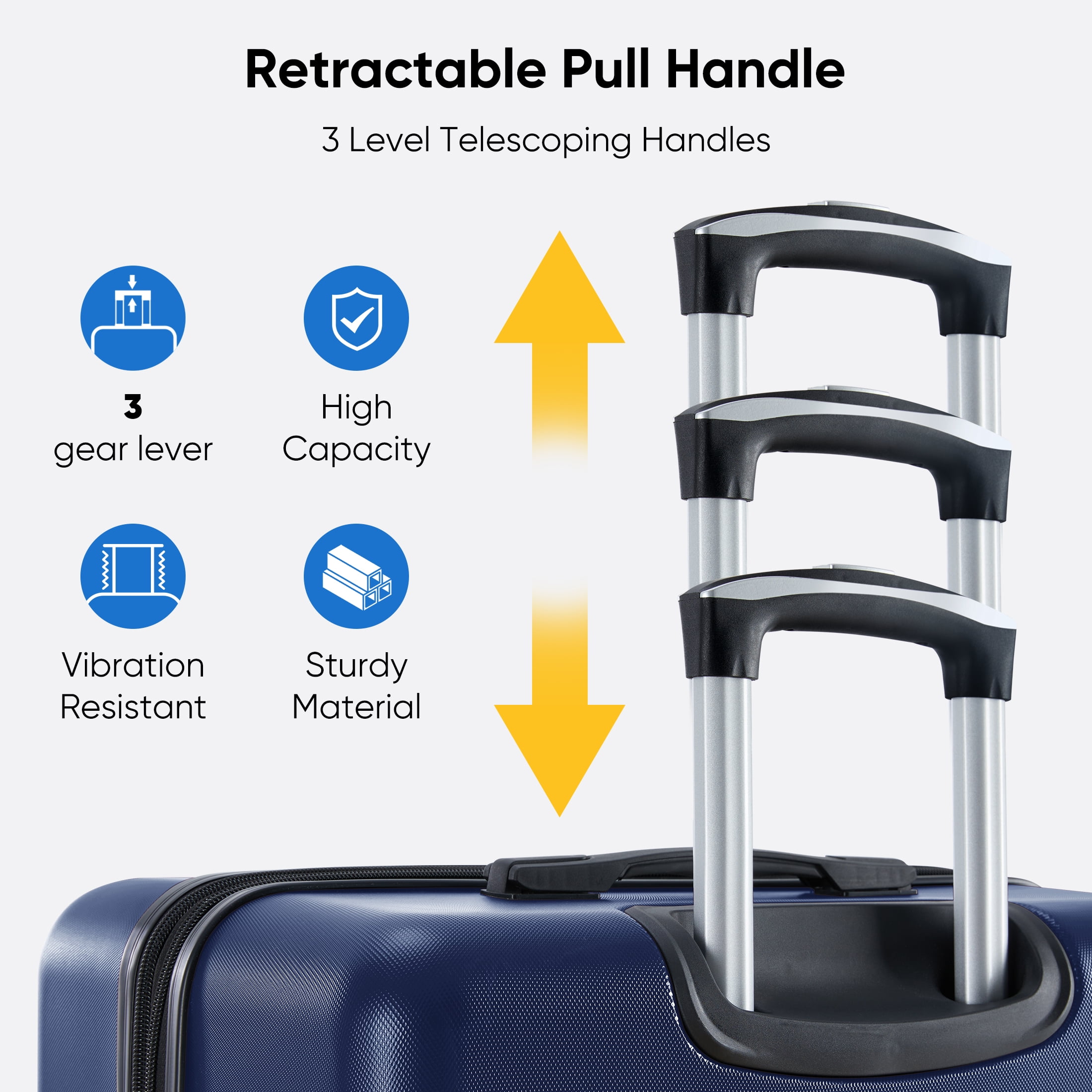 edx 24 Inch Hardside Expandable Luggage with Spinner Wheels, Checked-Medium Lightweight Expandable Rolling Luggage with TSA Lock, Blue