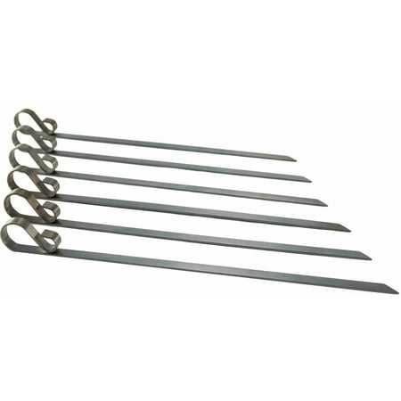 The Charcoal Companion Stainless Steel Kabob Flat Skewers for Grill and BBQ, Set of 6,