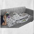 thumbnail image 6 of Hipster Soft Flannel Fleece Blanket, Paris Culture in Doodle Style Drawing Eiffel Tower Beret Croissant Blue Cheese Taxi, Cozy Plush for Indoor and Outdoor Use, 60" x 80", Multicolor, by Ambesonne, 6 of 6