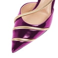 thumbnail image 4 of FSJ Women Chic Pointed Closed Toe Stiletto High Heels Slingback Pumps Gold Thin Ankle Strap Sandals Dressy Shoes Size 5 Purple, 4 of 4