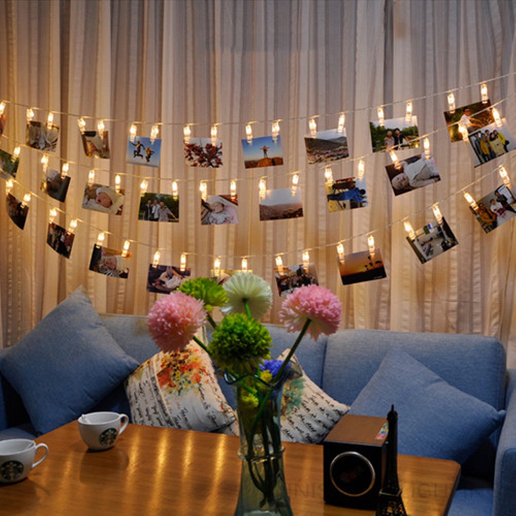 LED Photo Peg Clips Fairy Lights Parties Room Decoration 2M Battery 20 White