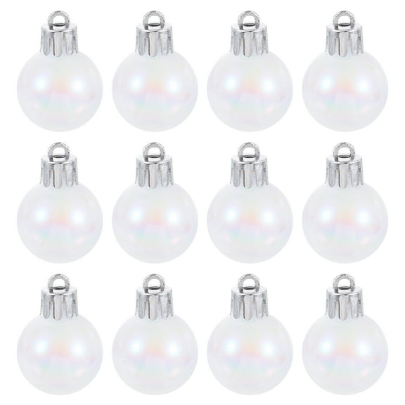 Uxcell 12Pack Christmas Iridescent Ornaments Balls, 1.18" Plastic Shatterproof Hanging Ball Christmas Tree Ornament for Christmas Holiday Party Home Decor (White)