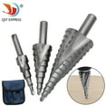 thumbnail image 2 of HSS spiral flute step drill bit 4-12/20/32mm triangular shank step taper drill bit Pagoda drill hole opener metal tool drilling, 2 of 9