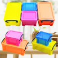 thumbnail image 3 of Mini caja de almacenamiento de plástico transparente con tapa con cierre, estuche portátil para guardar joyas, color amarillo, 3 of 5