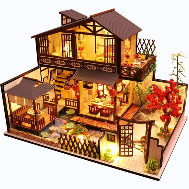 Nouveau Kit de maison de poupée de bricolage Bois Petite maison Bâtiment miniature  pour adulte Cuisson Salle de gâteau Enfants Jouets Poupée Maison Meubles  Accessoires -jm68