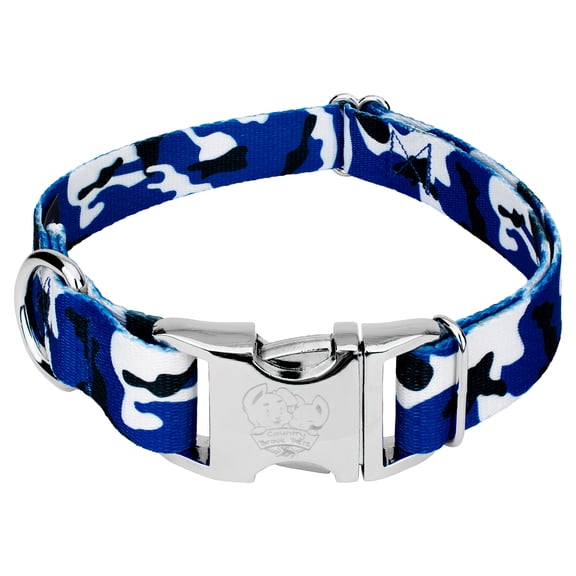 Country Brook Petz® Premium Royal Blue and White Camo Dog Collar, Small