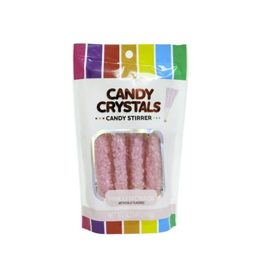 Hilco Candy Crystals Stirrers, Pink Lemonade, 8 Pack, Regular Size