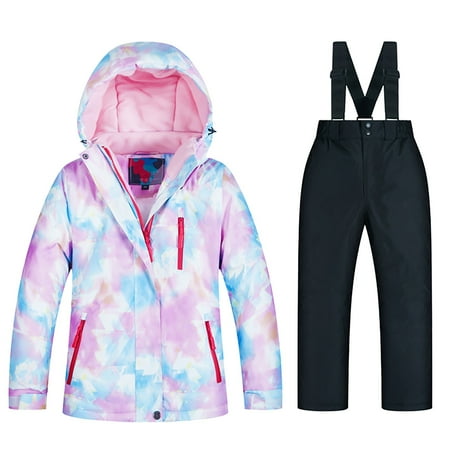 KDSJSXW Girls Short Sets Size 10-12 Boys Girls Ski Jacket Snow Jacket Pants Suits Windproof Winter Coats Summer Outfits for Girls Cute Summer Outfits for Girls 10-12 Girls Short Sets(F 8)