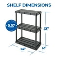 thumbnail image 3 of Gracious Living 3 Shelf Knect-A-Shelf Solid Light Duty Storage Unit 24 x 12 x 33", Black (3 Pack), 3 of 12
