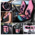 thumbnail image 2 of HUISEFOR 15 Pcs Sunset Palm Tree Car Seat Covers Full Set for Women Men Including Steering Wheel Cover Belt Cover Rear View Mirror Cover Garbage Can Air Vent Storage Bag Keychain Car Trash Can, 2 of 7