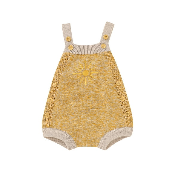 nvzhuang Breathable Baby Girls Boys Romper, Sweet Style Infant Summer Creative Sun Embroidery Sleeveless Knitted Suspender Jumpsuit