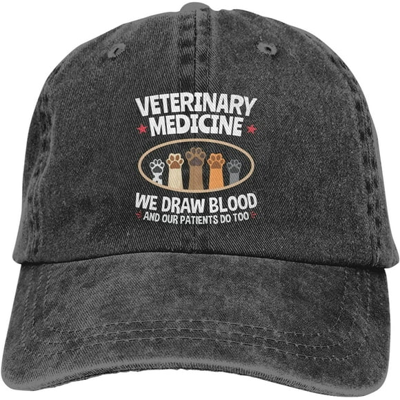 Veterinary Medicine Vet Tech We Draw Blood and Our Patients Do Too Slogan Cowboy Hats Unisex Adjustable Vintage Baseball Caps Black