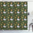 thumbnail image 1 of Africa Shower Curtain, Animals of the Dark Continent Giraffe Leopard Elephant and Camel Educational Cartoon, Fabric Bathroom Set with Hooks, 69W X 70L Inches, Multicolor, by Ambesonne, 1 of 3