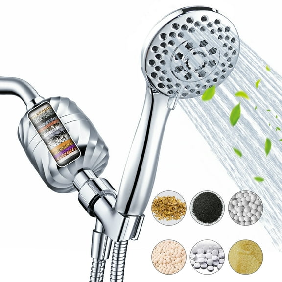 Filtered Shower Head with Handheld 5-Mode Sprayer with 24-Stage Hard Water Filter Chlorine Remove  Hair &Skin