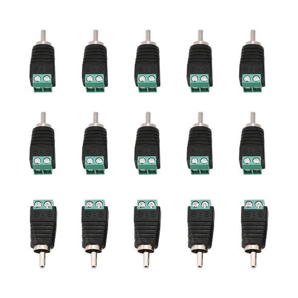 FAGINEY RCA Connector, 15 Pcs RCA Male Plug to AV Screw Terminal Audio / Video Connector Adapter