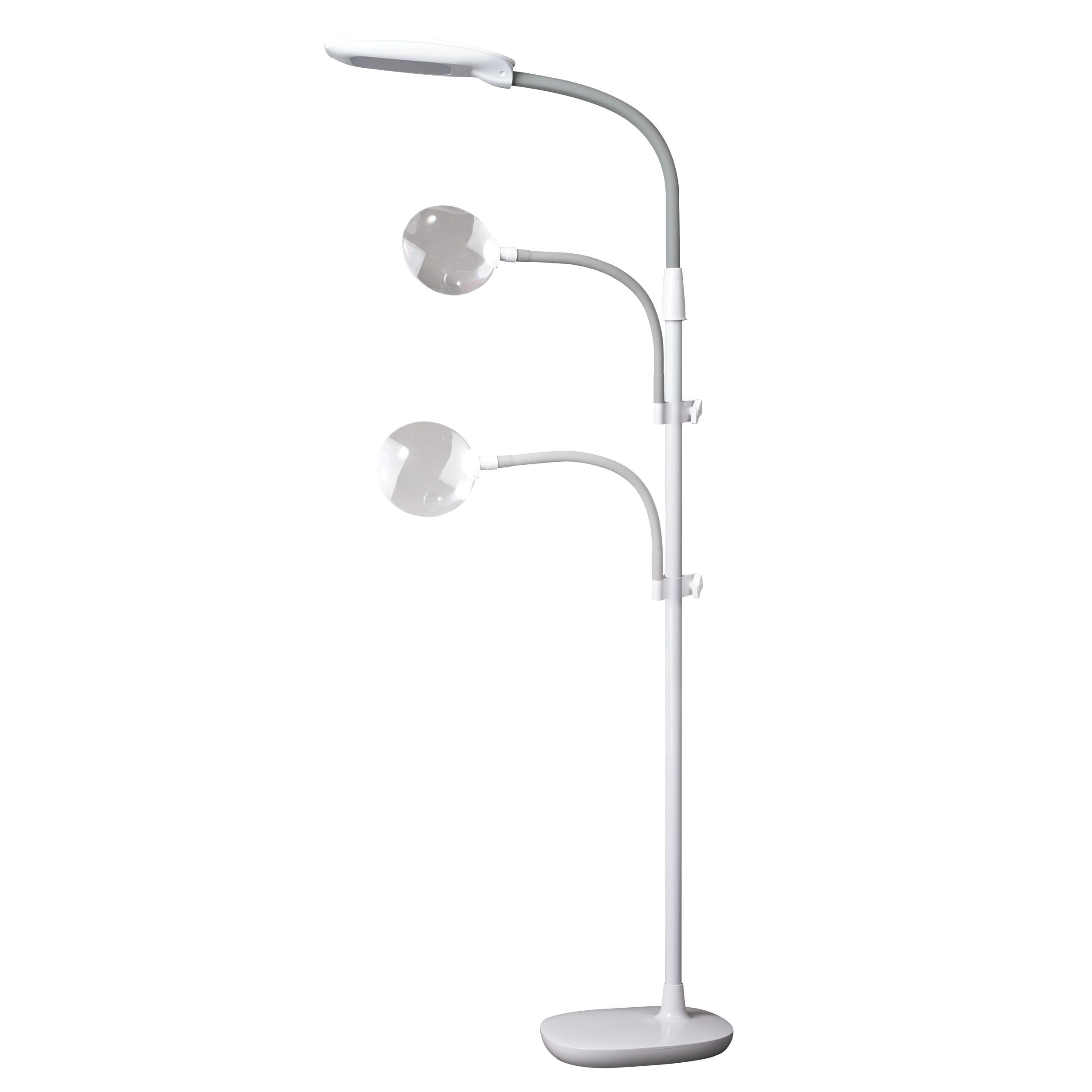 OttLite Dimmable LED Floor Lamp with Magnifier, White