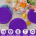 thumbnail image 4 of TAVENE Disposable Paper Plates Set, 50 PCS Purple 9 Inches Round Party Plates for Meal Picnic Festival Gathering, 4 of 8