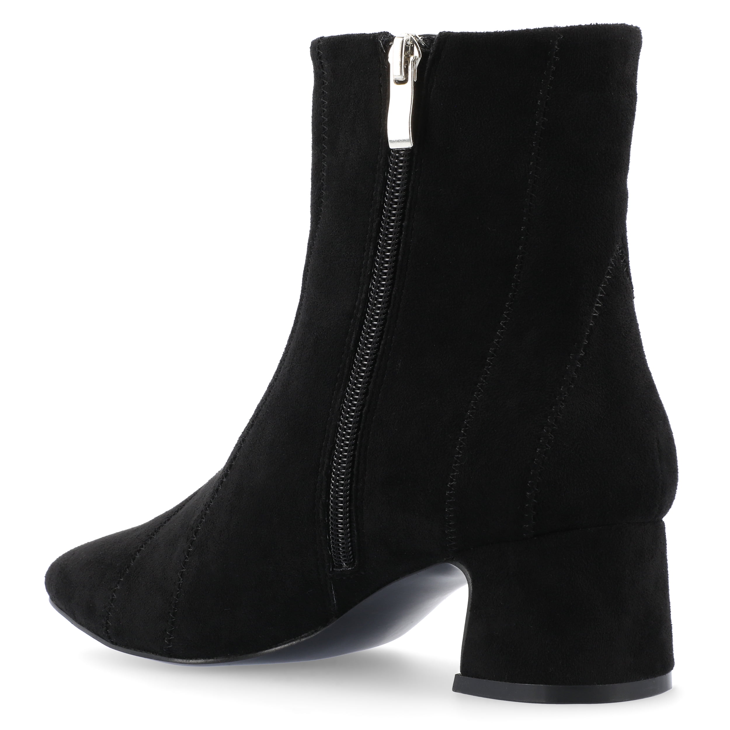 Journee Womens Lusinda Two Tone Block Heel Pointed Toe Booties