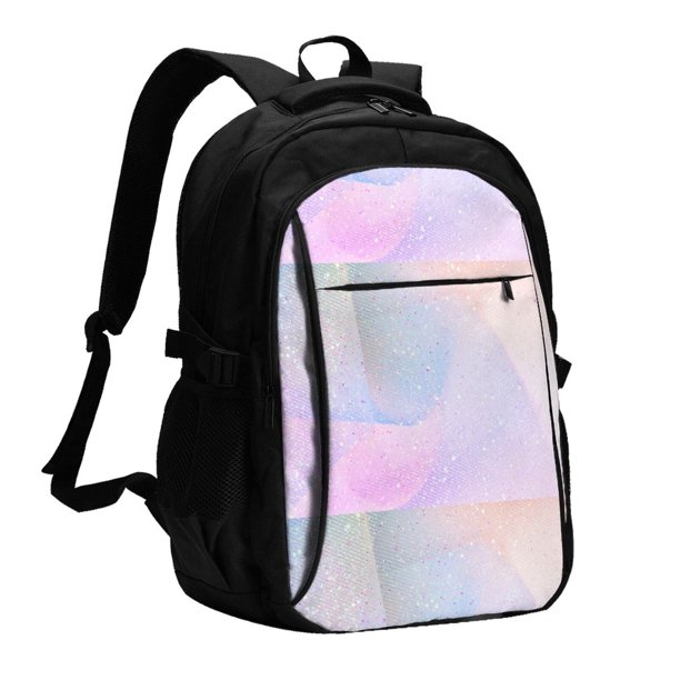 Balery Rainbow Mochila con carga USB para hombre y mujer - Mochila impermeable y antirrobo para laptop con puerto USB para viajes, trabajo